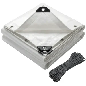 VOUNOT 3x4m Tarpaulin Heavy Duty 180 g/m² Waterproof Tarp White